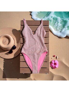 TOPSHOP Striped High Cut One Piece Swimsuit Bathing Suit Size US 6 NEW NWT